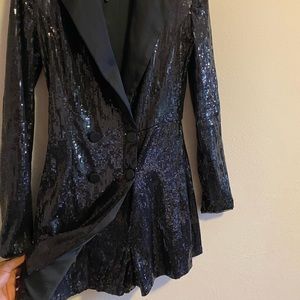 [NOW SOLD] Bershka black sequin blazer playsuit.